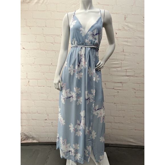 Simplee Women's Sexy Deep V Neck Backless Floral Print Split Maxi Party Dress L - Picture 5 of 12